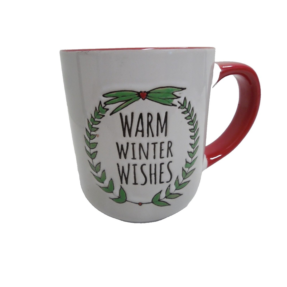 Christmas Coffee Mug "Warm Winter Wishes" Embossed 16 oz
